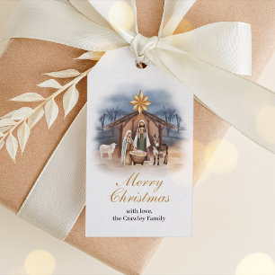 Etiqueta de regalo de la Natividad de Navidad