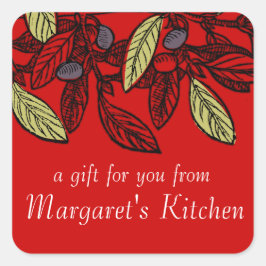 etiqueta de regalo de la rama de olivo de color pe