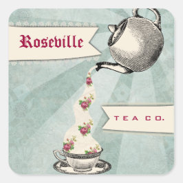 Etiqueta de regalo de la taza de té chic de Shabby