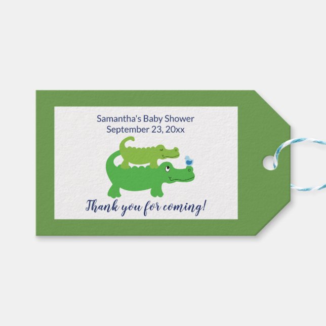 Etiqueta de regalo de lagarto para cumpleaños o du (Frente (Horizontal))