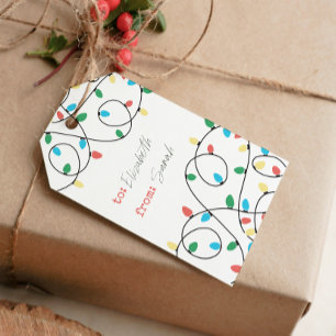 Etiqueta de regalo de las luces de los navidades
