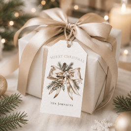 Etiqueta de regalo de lazo de Navidad personalizad