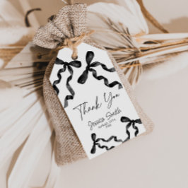 Etiqueta de regalo de lazo negro de agradecimiento