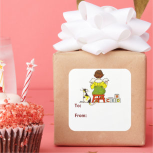 Etiqueta de regalo de lectura de niños