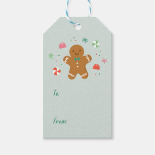 Etiqueta de regalo de los deseos de pan de jengibr