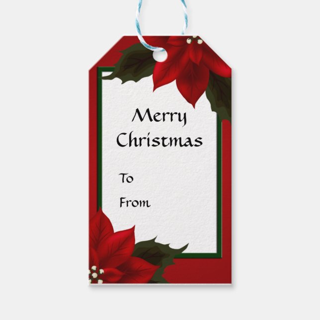 Etiqueta de regalo de los Navidades de la Poinsett (Anverso)