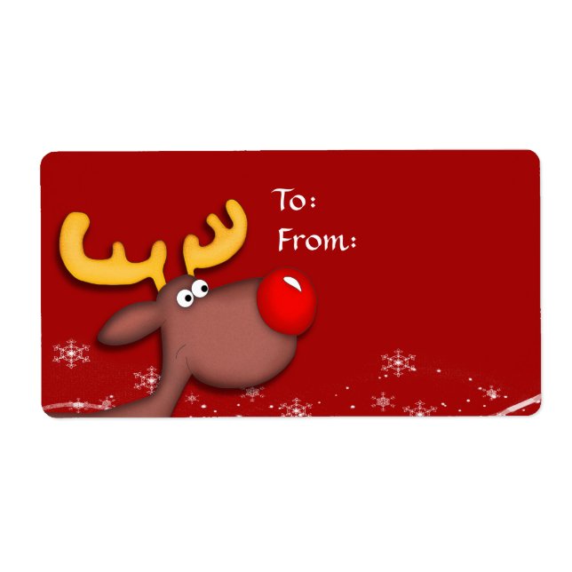 Etiqueta de regalo de los Navidades de Rudolf (Frente)
