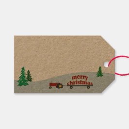 Etiqueta de regalo de los Navidades del tractor de