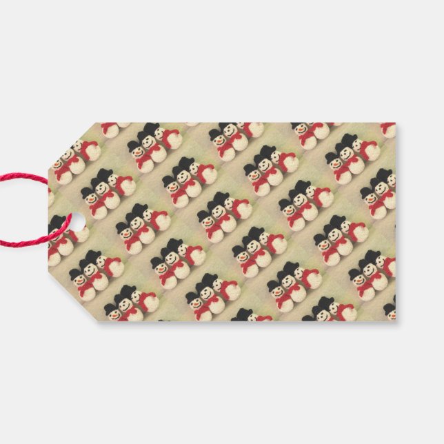 Etiqueta de regalo de los navidades Snowmen (Reverso Horizontal)