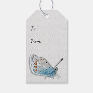 Etiqueta de regalo de mariposa azul para todas las