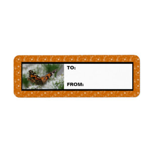 Etiqueta de regalo de mariposa Lady pintada