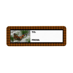 Etiqueta de regalo de mariposa Lady pintada