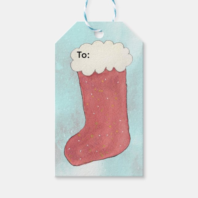 Etiqueta de regalo de media roja (Anverso)