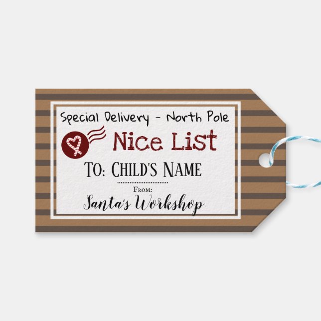 Etiqueta de regalo de mensaje Santa personalizada  (Frente (Horizontal))