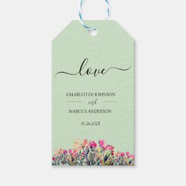 Etiqueta de regalo de menta floral de doble cara