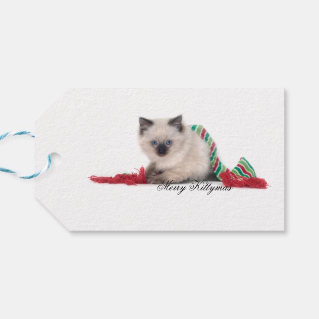 Etiqueta de regalo de Merry Kittymas (Reverso Horizontal)