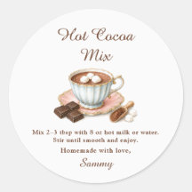 Etiqueta de regalo de mezcla de cacao caliente cas