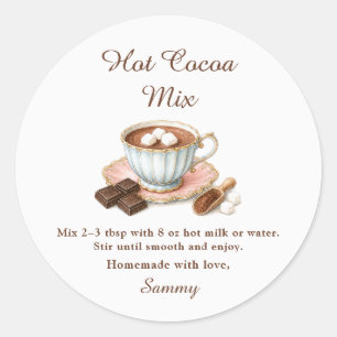 Etiqueta de regalo de mezcla de cacao caliente cas