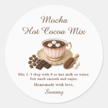 Etiqueta de regalo de mezcla de cacao caliente con