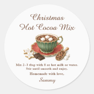 Etiqueta de regalo de mezcla de cacao caliente de