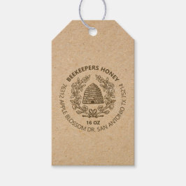Etiqueta de regalo de miel de abeja rústica vintag