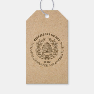 Etiqueta de regalo de miel de abeja rústica vintag