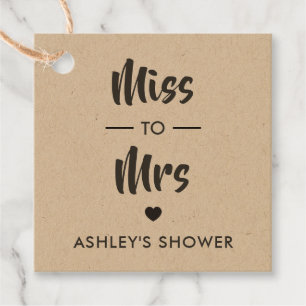 Etiqueta de regalo de Miss a Mrs, etiqueta de rega