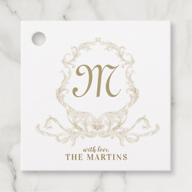 Etiqueta de regalo de monograma (Anverso)