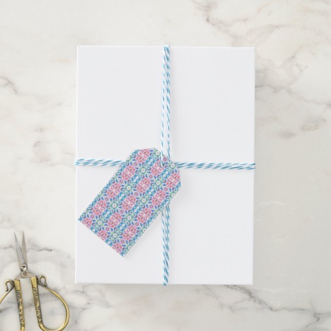 Etiqueta de regalo de mosaico de mariposa (Con cuerda)