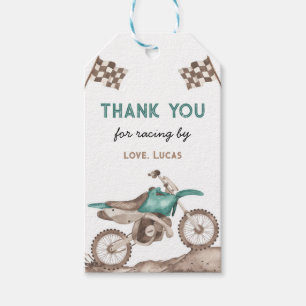 Etiqueta de regalo de moto de cross, bicicleta de