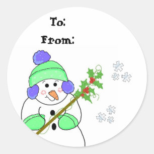 Etiqueta de regalo de muñeco de nieve genial