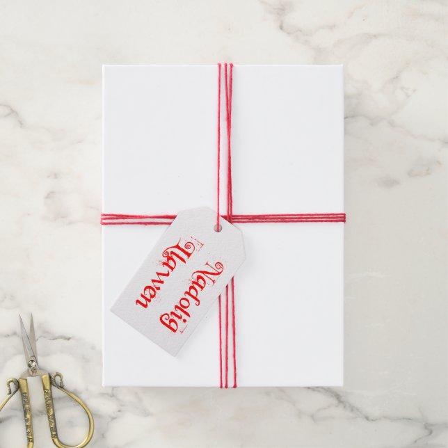 Etiqueta de regalo de Nadolig Llawen (galés) (Con cuerda)