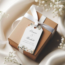 Etiqueta de regalo de Naranja quemado y Boda flora