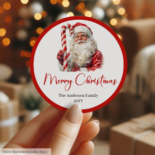Etiqueta de regalo de Navidad acogedor de Papá Noe