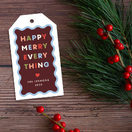 Etiqueta de regalo de Navidad Alegre Feliz Ondulad