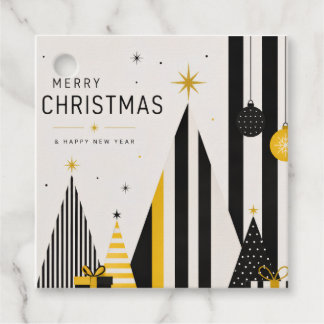 Etiqueta De Regalo De Navidad Amarillo Negro Y Bla