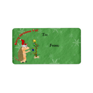 Etiqueta de regalo de Navidad Armadillo Merry