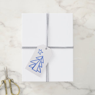 Etiqueta de regalo de Navidad azul Doodle