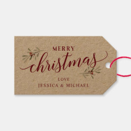 Etiqueta de regalo de Navidad | Caligrafía y hiedr