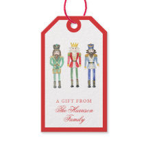 Etiqueta de regalo de Navidad Cascanueces acuarela