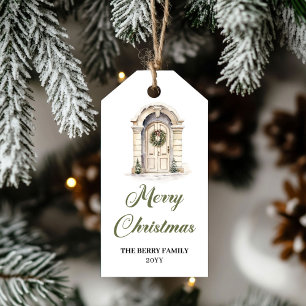 Etiqueta de regalo de Navidad Chic Neutral Sage y