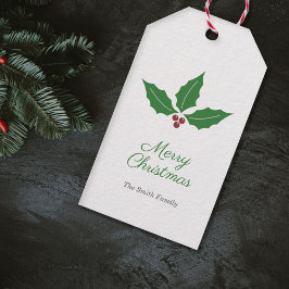 Etiqueta de regalo de Navidad con acebo