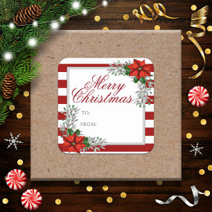 Etiqueta de regalo de Navidad con acuarela bonita 