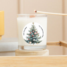 Etiqueta de regalo de Navidad con árbol moderno mi