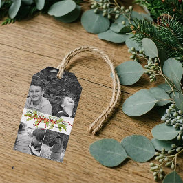 Etiqueta de regalo de Navidad con collage de fotos
