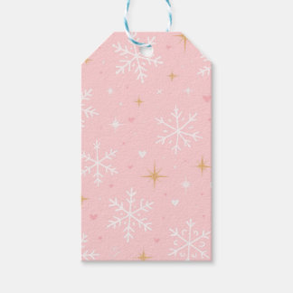 Etiqueta de regalo de Navidad con copo de nieve ro