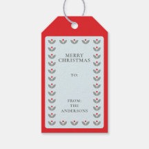 Etiqueta de regalo de Navidad con flores personali