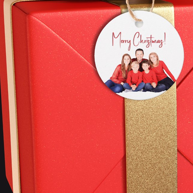 Etiqueta de regalo de Navidad con foto familiar (Subido por el creador)