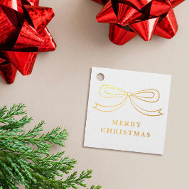 Etiqueta De Regalo De Navidad Con Lazo Moderno Y E