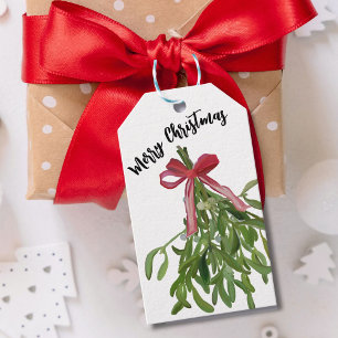 Etiqueta de regalo de Navidad con muérdago
